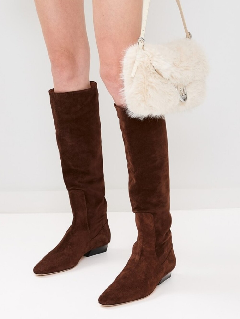 Staud Wally Flat Brown Suede Knee-High Boots - Picture 1 of 7